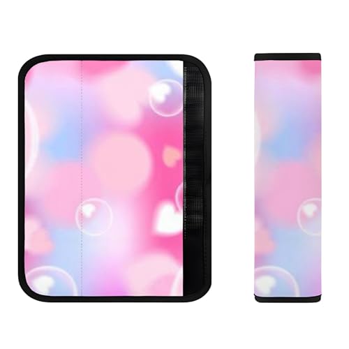 Cuscinetti per cinture di sicurezza a bolle rosa pastello a forma di cuore, comode coperture per cinture di sicurezza, accessori per auto per tutte le stagioni, morbide cinghie di sicurezza generali
