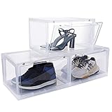 Uprimu Shoe Storage Box Clear Stackable Drop Front Shoe Container, Transparent PVC Hard Material,...