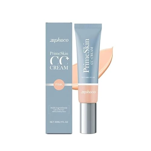 Prometics Prime - Skin CC Cream for Mature Women – Lightweight Liquid-to-Powder Foundation – Blurs Pores & Covers Age Spots–Crease-Free, Hydrating & Soft-Matte Finish for Sensitive Skin. (Pink)