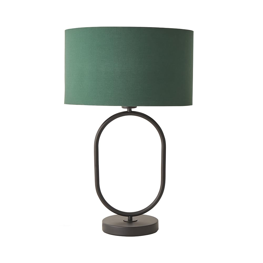 ValueLights | Antonia Forest Green Drum Lamp Shade Matte Black Oval Table Lamp with LED Bulb | Table Lamps, Home Décor & Improvement Essential | Included LED Bulb