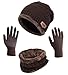 Winter Beanie Hat Scarf Gloves Slouchy Snow Knit Skull Cap Infinity Scarves Touch Screen Mittens For Women