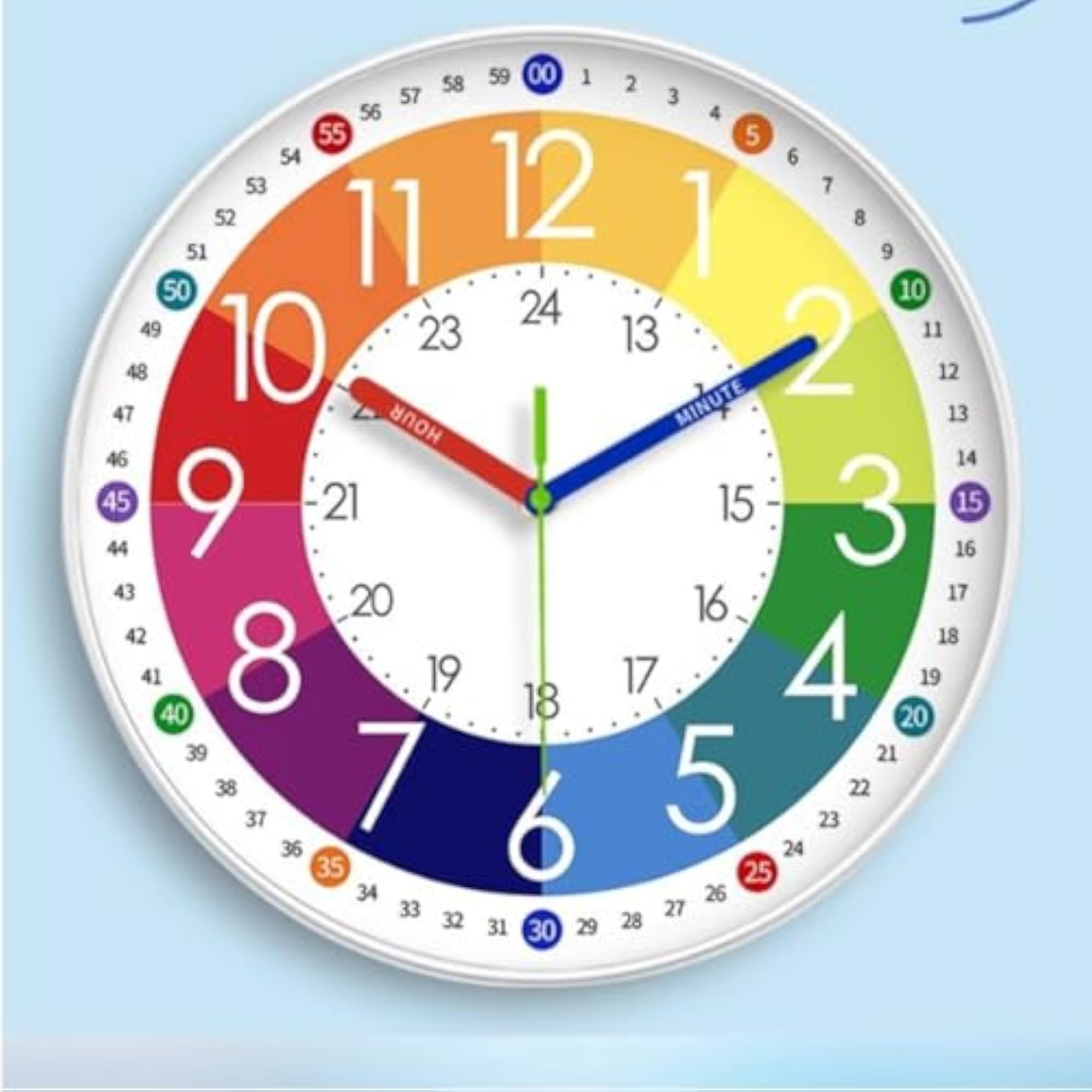 Large Numerals Kids Analog Teaching Timepiece, 10 Inch, Style 10