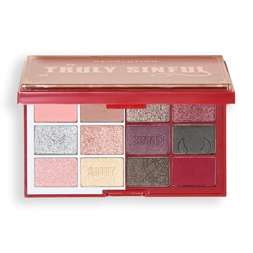 Revolution Beauty Truly Sinful Blood Eyeshadow Palette, Halloween Face & Eye Costume Makeup, 12-Pan with 3D Blood Drip Case, Vegan & Cruelty-Free
