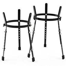 Set of 2 Conga Drum Stands: the product is designed to fit 10-inch and 11-inch conga and bongo drums; The inner diameter of the drum ring is 11 1/8 inches and 11 5/8 inches respectively, and the height can be adjusted from 15 inches to 24.5 inches Qu...