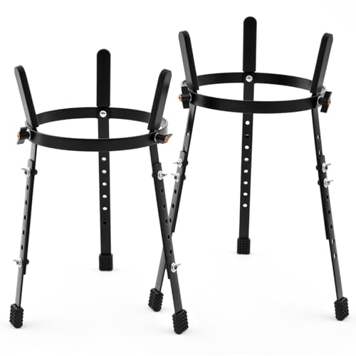 Fiada 2 Pcs Conga Drum Stand 10 & 11 Black Heavy Duty Adjustable Height Drum Holder Support for Congas Bongo Djembe Performance and Travel