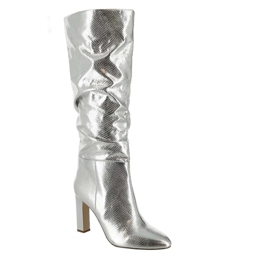 Jessica Simpson Minerva Wide Calf Womens Boot 8 BM US SilverMetallicSnake