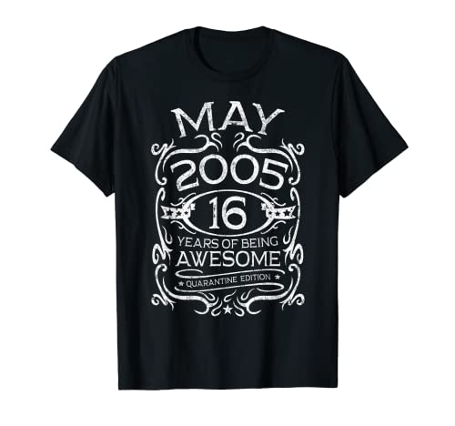 16 Años Vintage Mayo 2005 16 Cumpleaños Tee Camiseta