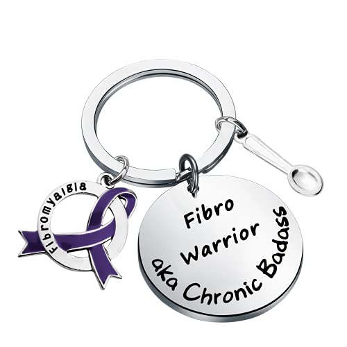 Fibromyalgia Awareness Gift Fibromyalgia Jewelry Fibro Warrior aka Chronic Badass Keychain (Fibro...