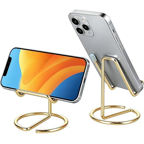 gianotter Phone Stand, Gold Desk Organizer and Accessories, Phone Holder for Desk, Compatible with All Mobile Phones, iPhones and iPads