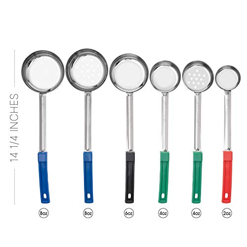 Stainless Steel Portion Control Serving Spoon Set With Teaspoons (10 Piece Set). 4 Solid Ladles, 2 Slotted (1/4, 1/2, 3/4 , 1 Cup) And 4 Teaspoons - Bilbyfox #TOP6