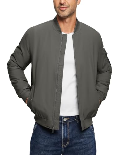 Image of TBMPOY Men's Winter Bomber Jacket Fall Casual Windbreaker Softshell Jackets