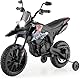 FANTASK 12V Elektromotorrad für Kinder 5,5-6 km/h, Kindermotorrad mit Stützrädern & Musik & Scheinwerfer, Blaue und Schwarze Motorrad für Kinder von 3 bis 8 Jahren