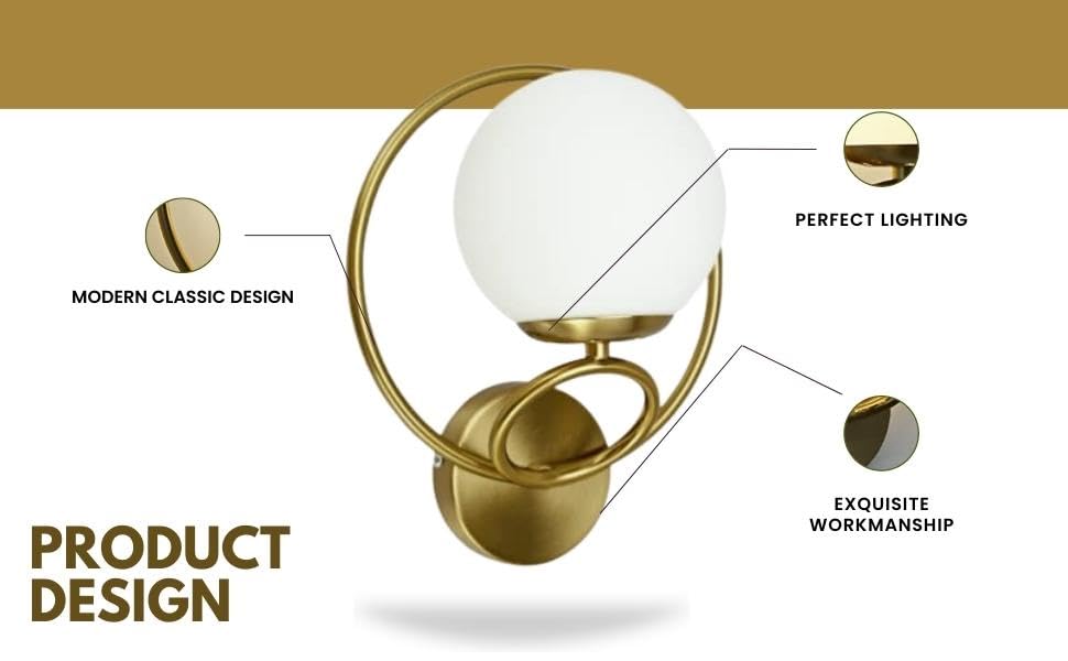 Image of WOKE Metal Modern Wall Sconce Light Fixture Decorative Surface Mounted for Bedroom, Living Room, Bathroom, Hallway, Entryway (Dual Ring Glove Without Bulb) 78944