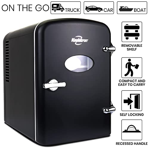 Koolatron KRT-PARENT Retro Mini Fridge For Bedroom Skincare Office Small Refrigerator 4L Fridge Mini Refrigerator Portable Cooler Dorm Fridge Personal Cooler 12V Ac Desktop Accessory Travel Black thumb #3