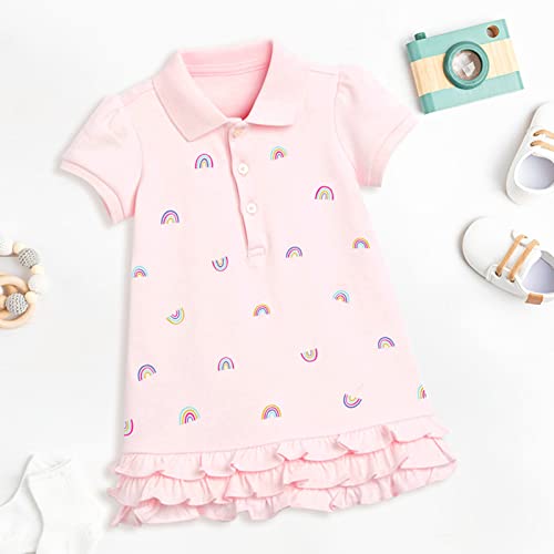 Baby Girls and Toddler Short Sleeve Knit Pol𝐨 Dress Girls' Toddler Short Sleeve Active Pol𝐨 Ruffle2