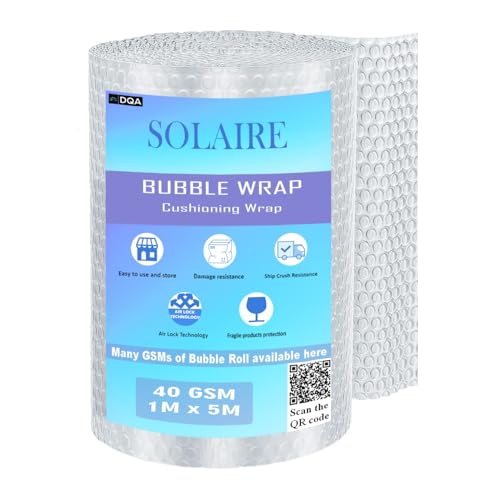 Image of Premium Polythene Air Bubble Wrap Packing Roll for Safety, Multipurpose Packing Material 1 Meter Wide (5M 40GSM)