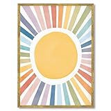 Balsuka Trendy Sun Nursery Wall Art Sunlight Canvas Print Boho Sunshine Kids Room Wall Decor Neutral...