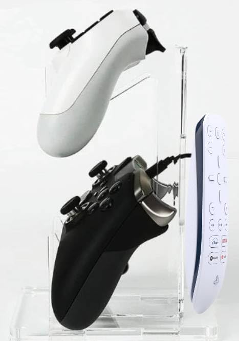 OOPZ Universal Game Controller Stand Holder with Headphone Stand and PlayStation Media Remote Holder, 3-in-1 Gamepad Organizer for PS5, PS4, Xbox One, Xbox Series, Crystal Clear