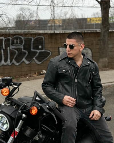 First Mfg Co - Mastermind - Men's Motorcycle Biker Riding Black Leather Jacket - 4X Large - Action Back Armor Pockets Gussets Thermal Liner Vented