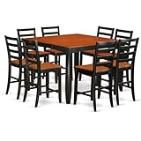 Furnifact 9 Piece Dining Room Set – Square Counter Height Dining Table for 8 with Chairs – Solid Wood Dining Table Set for Large Family Gatherings