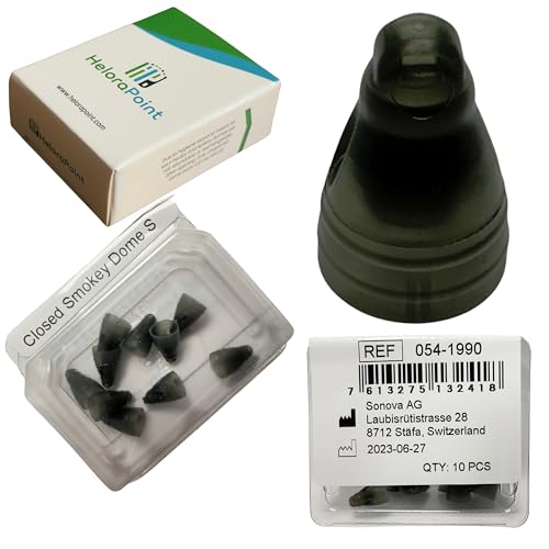 Phonak Closed Smokey Hearing Aid Domes 4.0 – Small Size (S) – 10-Pack – Compatible with Marvel, Paradise, Lumity RIC Devices – Original Phonak Replacement Tips (054-1990)