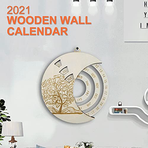 NXACETN Educatieve handige eeuwigdurende kalender satijnhout vintage uitziende hangende kalender woondecoratie… - Image 3