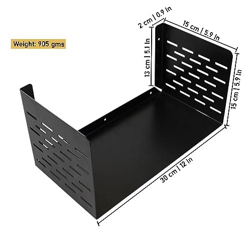 Image of Spillbox Metal Shelf|Storage Rack|Multipurpose Metal Rack|Floating Wall Shelves|Bathroom Shelves|CD /DVD Organizer|Heavy-Duty Storage|Bookshelf |Plant Stand|Lohe Ki Almari- U Shape Shelf(Small, Black)