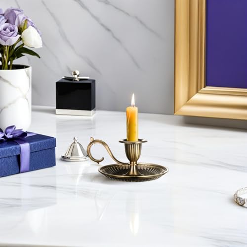 Bougeoir vintage marron en alliage pour centre de table chic