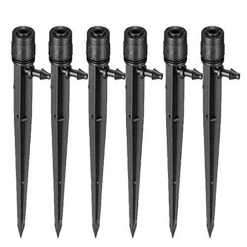 LXcom Irrigation Drippers Drip Emitters Micro Spray Adjustable 360 Degree Full Circle Pattern Water Flow Irrigation Drippers Micro Bubbler Sprinkler Drip System Parts Drip Irrigation, 50 Pack(Black)