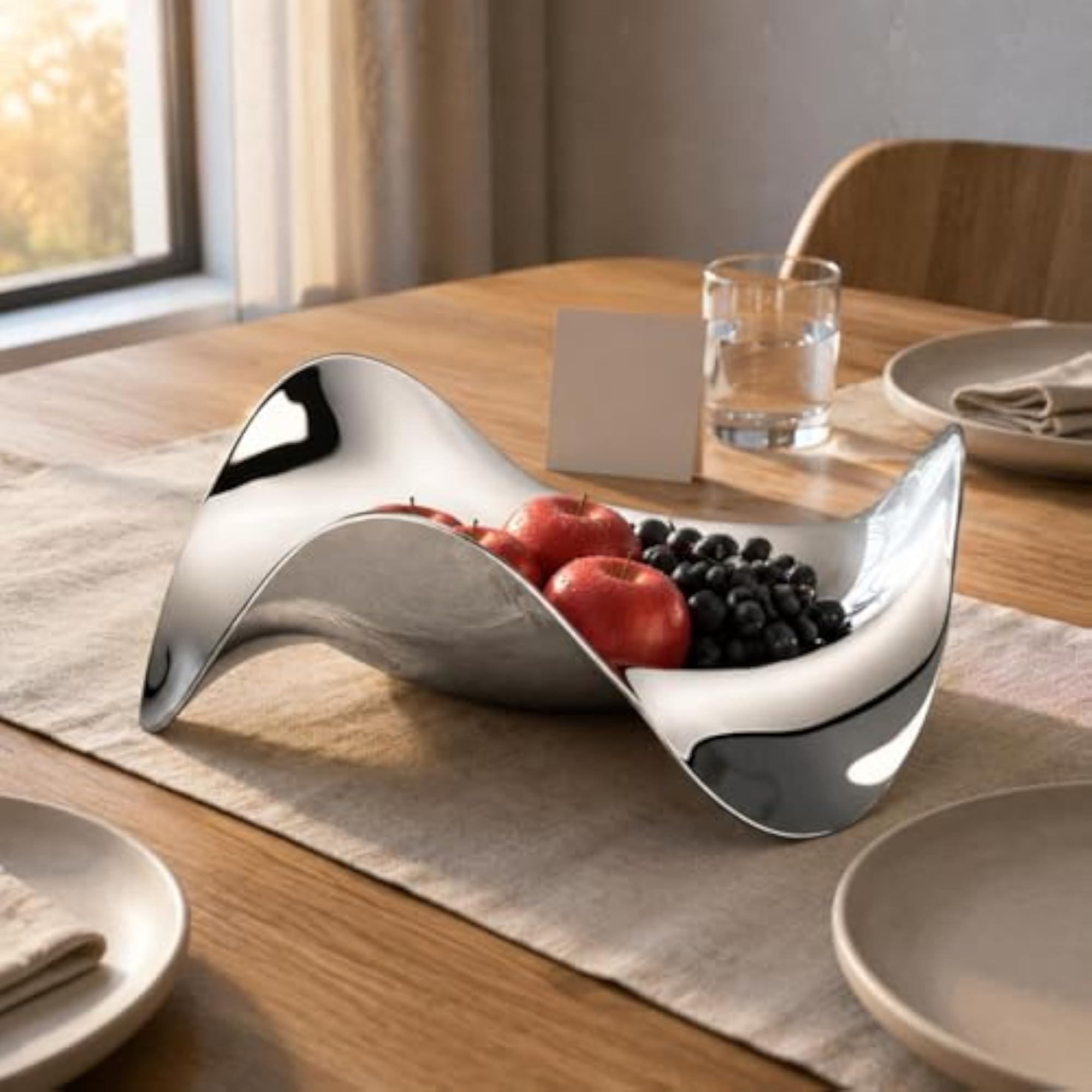 Mirrored Finish Wave-Shaped Stainless Steel Tray