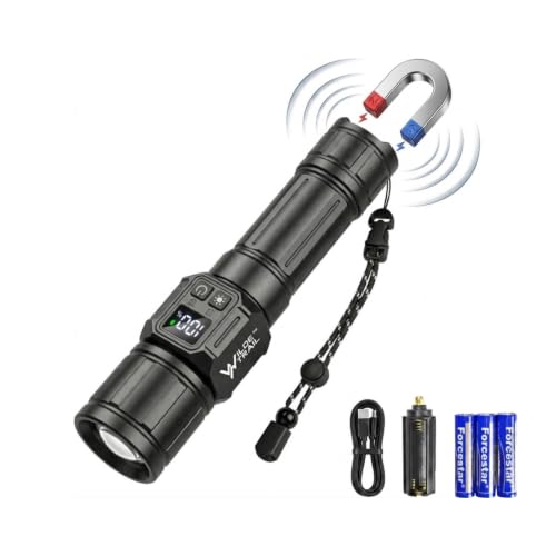WILDE TRAIL Super Bright Rechargeable Tactical Flashlight High Lumens, True 5000mAh Battery Powered Waterproof Flashlight with Strong Magnetic Base, COB Work Light for Car Emergency, Camping