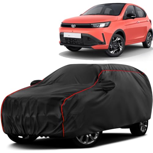 Image of Teenox Taffeta Car Body Cover Compatible for All New Tata Tiago Facelift 2026 Model All Weather Protection Sun Rain Car Cover - Z Black