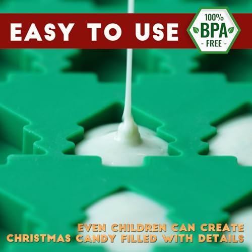 Image of Christmas Mini Candy Molds with Xmas Tree and Gingerbread Man Shaped, 152 Cavity Non-Stick Food Grade DIY Handmade Set for Gummy Jelly Dog Treat Wax Melt Gifts Baking Supplies
