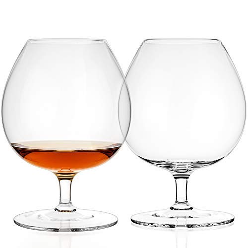 Luxbe - Brandy & Cognac Crystal Glasses Snifter, Set Of 2 - Large Handcrafted - Crystal Glass - Bourbon - Wine - 25.5-Ounce #TOP7