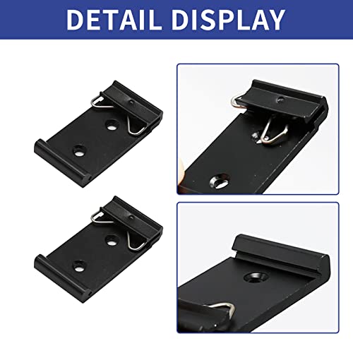 Image of 4 Pcs 1.08 Width Universal DIN Rail Mount Clip Snap in Solid Zinc-Aluminum Alloy Din-Rail Mounting Brackets Rail Fixed Clamp Relay Clip for 35mm Din Rail for Countersunk Head M3 Screws, Black