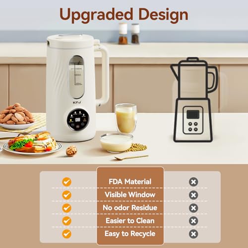 KFJ 8 in 1 Nut Milk Maker Machine, 41oz Homemade Coconut, Soy, Oat, Almond, Plant Based Milks and Non-Dairy Beverages with Delay Start/Boil Water/Self-Cleaning, White by KFJ - Used condition - Image 6