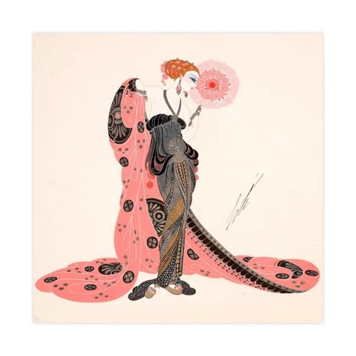 Toile Erté Art Deco Pink Lady, affiche illustration mode vintage et peinture murale 50x50