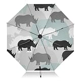 SLHKPNS Rhinoceros Silhouettes Folding Umbrella
