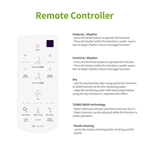 Vovo Stylement Vb-4000Se Electronic Smart Bidet Toilet Seat, Heated Seat, Uv Led Sterilization Light, Elongated #TOP7