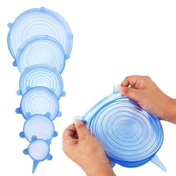 Carrot - Silicone Stretch Lids, Multi Size Reusable Silicone Lids Food And Bowl Covers, Dishwasher And Freezer Safe (Color May Vary) (Pack Of 6 Pcs), 10x10x2 Cm