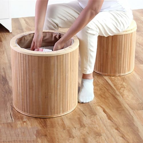 Versatile Round Storage Bench with Padded Seat & Lid - Stylish Accent Stool & Footrest for Entryway, Living Room, Kitchen, Bedroom - Space-Saving Storage Solution