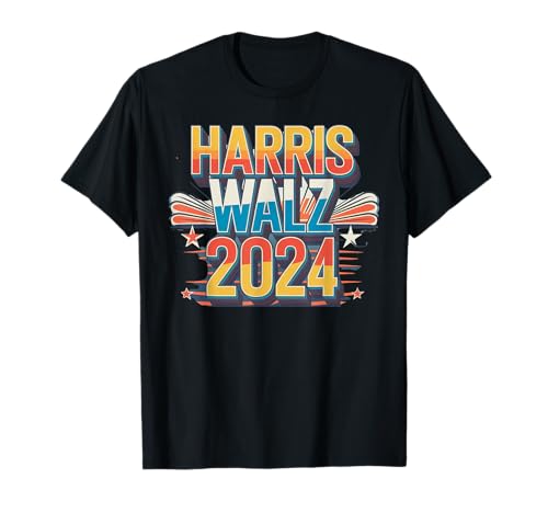 Harris Walz 2024 Partidario de la campaña electoral retro Groovy Camiseta