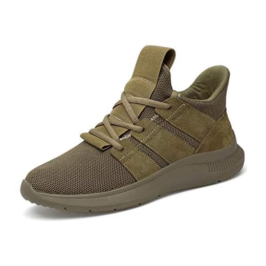 Elevator skor för män vardaglig snörning höjd, sneakers – B-khaki-7,6 cm – storlek: 38 EU