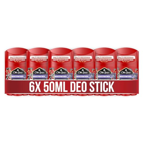 Old Spice Nightpanther Deostick für Männer, 6×50 ml, 24/7 Frischhh bei täglicher Anwendung, Duft in Parfumqualität, Schutz vor Gerüchen, 0 Prozent Aluminiumsalze