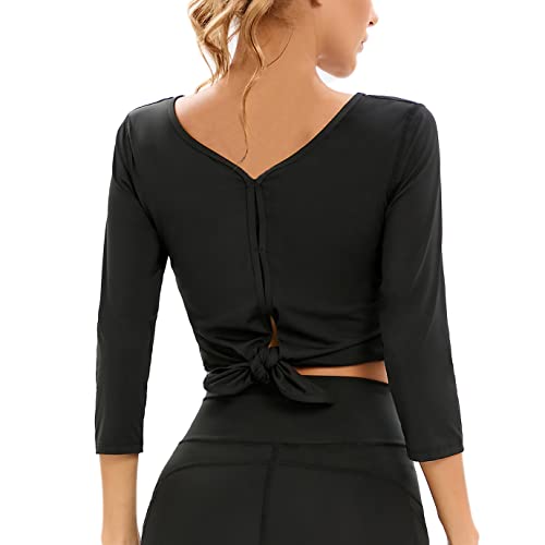 Foto von Leichte Damen-Workout-Shirts, Laufjacke, Workout, schmale Passform, Yoga-Tops, Tanzkleidung, Sportbekleidung, Workout-Tops, Schwarz, XX-Large