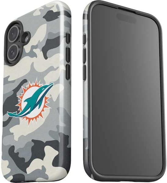 Skinit Impact Phone Case Compatible with iPhone 16 - Officially Licensed NFL Miami Dolphins Camo Design