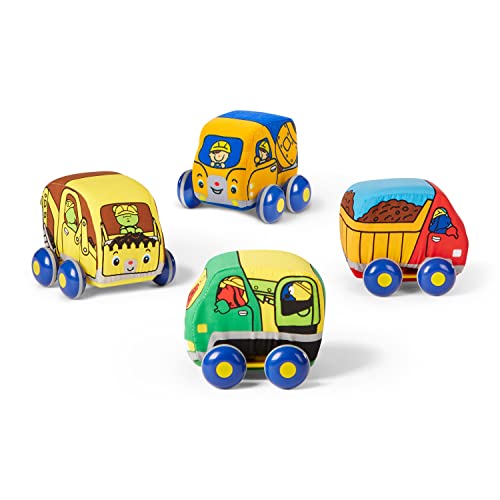 image for Melissa & Doug Pull-Back Construction Vehicles - Soft Baby Toy Play Se