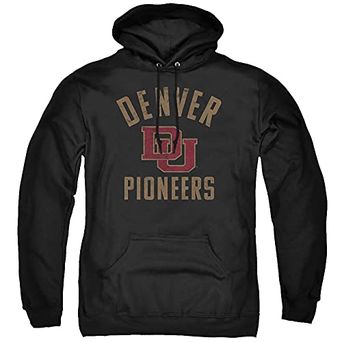 University of Denver Official Pioneers Logo Unisex Adult Pull-Over Hoodie,Black, 3X-Large