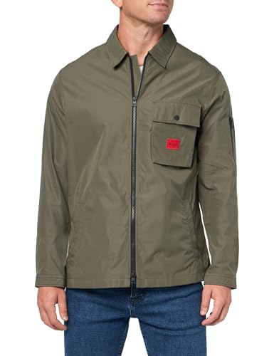 Image of Hugo Men's Cotton Mix Canvas Zip Up Overshirt