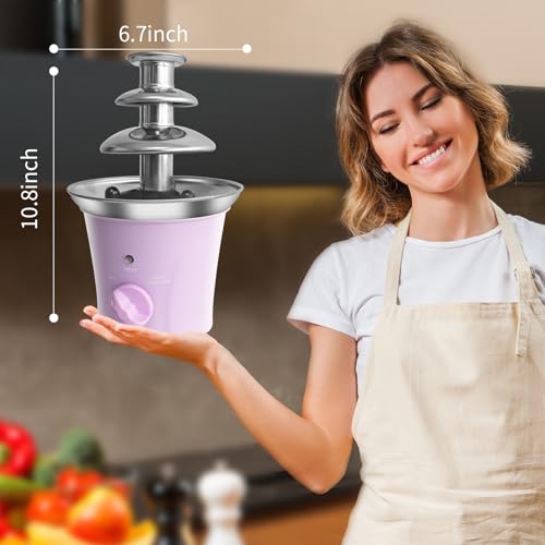 MINI Chocolate Fountain Machine Small Electric Chocolate Fondue Fountain Machine for Party for Candy Butter Cheese (Purple) by ZEVELOO - Image 6